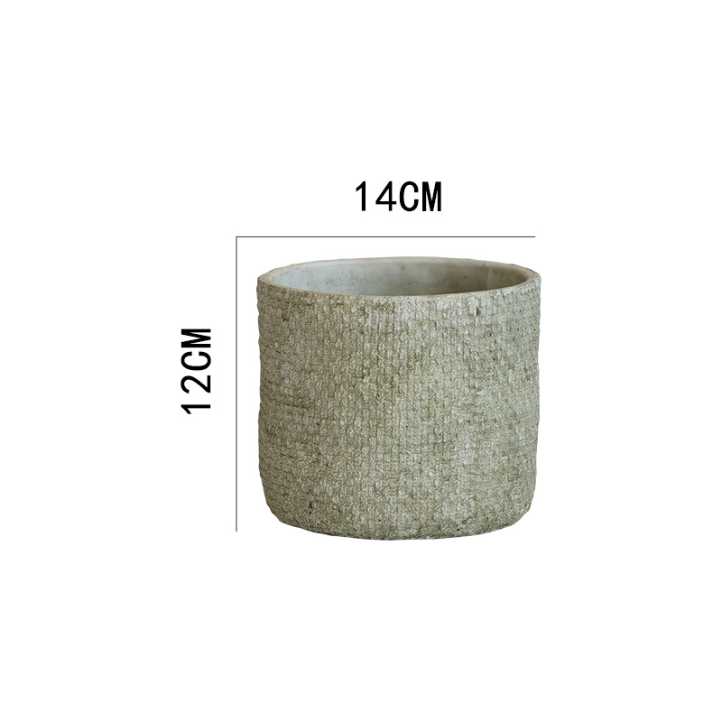 Ghiveci de ciment în stil nordic, minimalist și creativ, diametru mare, textură de in, pentru plante verzi, pothos și suculente