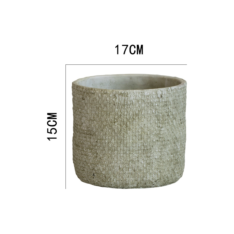 Ghiveci de ciment în stil nordic, minimalist și creativ, diametru mare, textură de in, pentru plante verzi, pothos și suculente