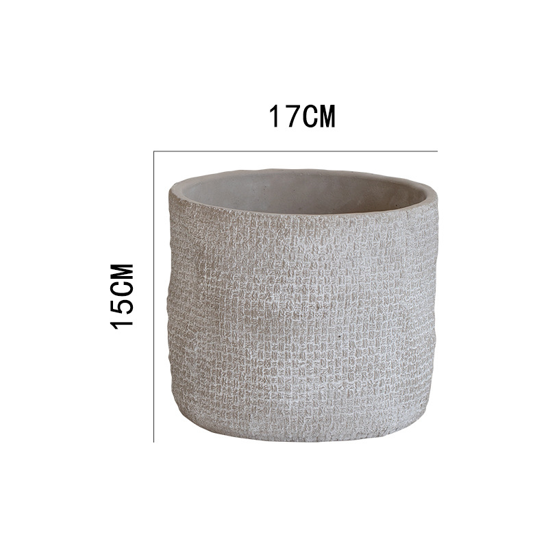 Ghiveci de ciment în stil nordic, minimalist și creativ, diametru mare, textură de in, pentru plante verzi, pothos și suculente