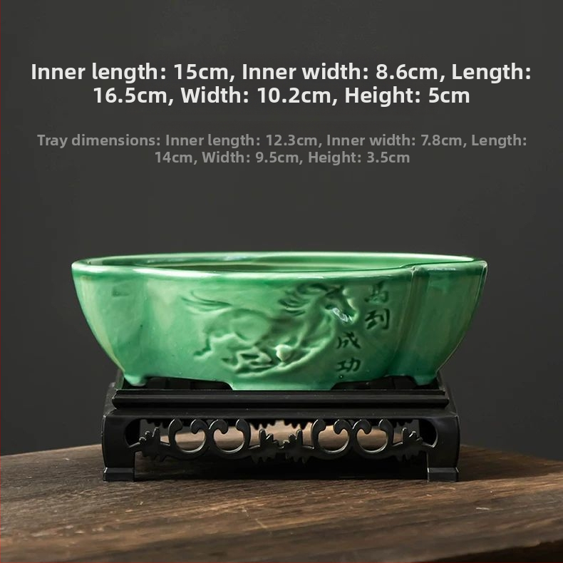 Ghiveci ceramic în stil chinezesc Ge Kiln pentru uz casnic, diametru mare, plante verzi, ghiveci de birou