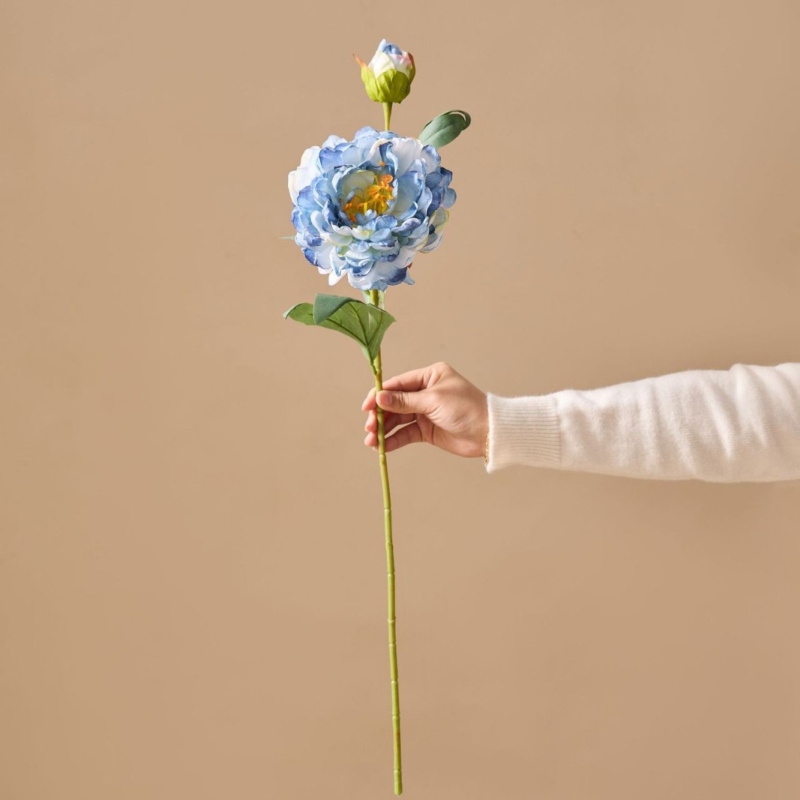 Floare de bujor din mătase artificială, stil pictură în ulei vintage cu margine arsă, decor interior și recuzită fotografică