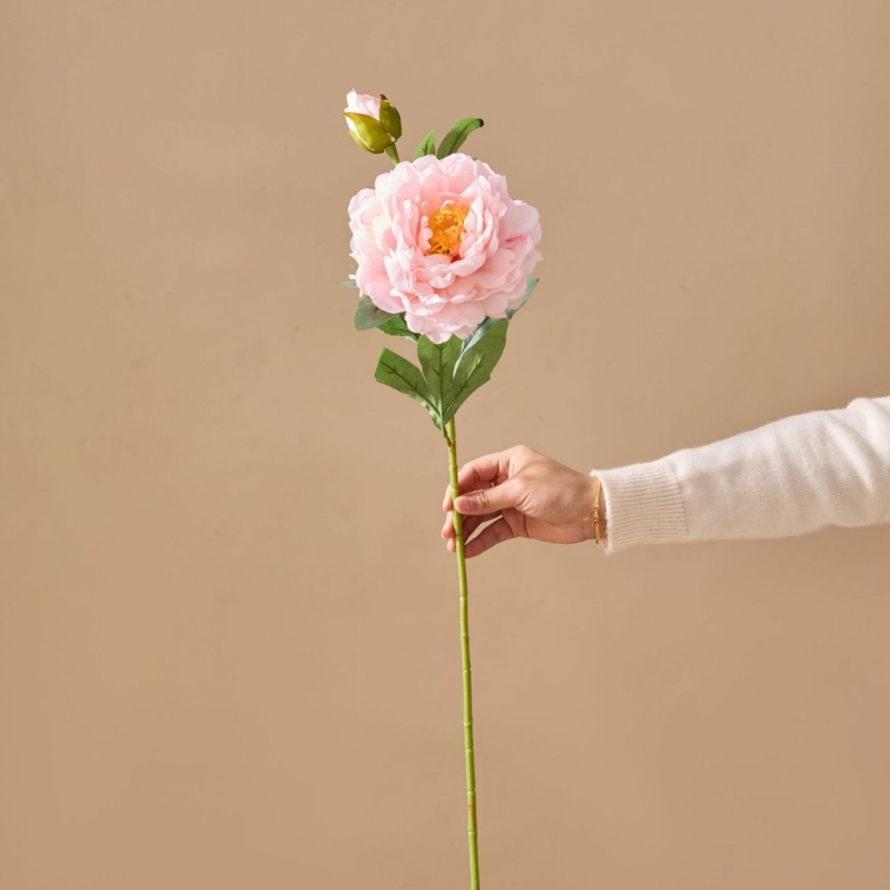 Floare de bujor din mătase artificială, stil pictură în ulei vintage cu margine arsă, decor interior și recuzită fotografică