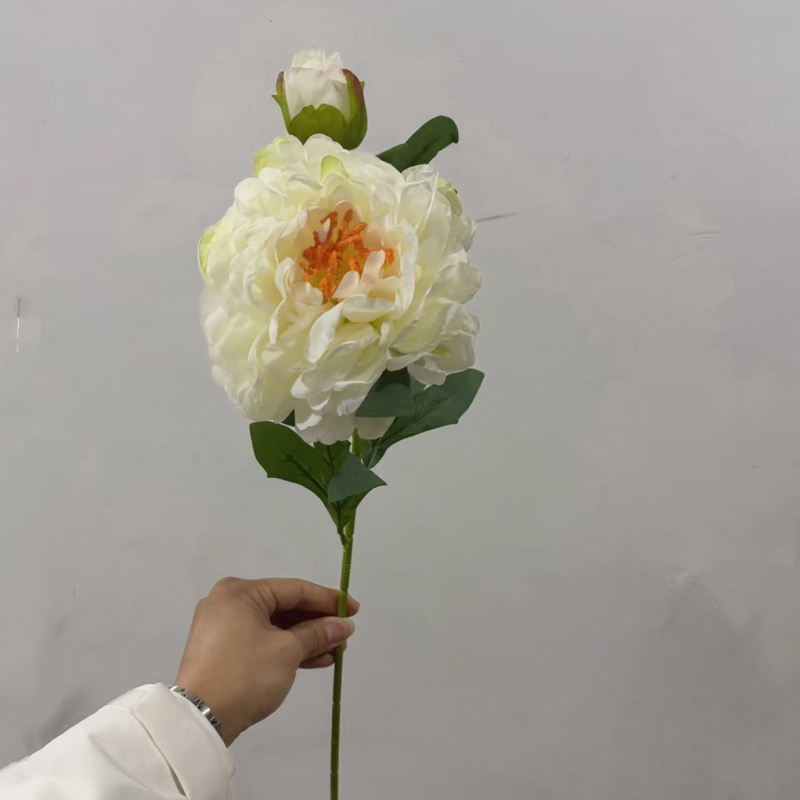 Floare de bujor din mătase artificială, stil pictură în ulei vintage cu margine arsă, decor interior și recuzită fotografică