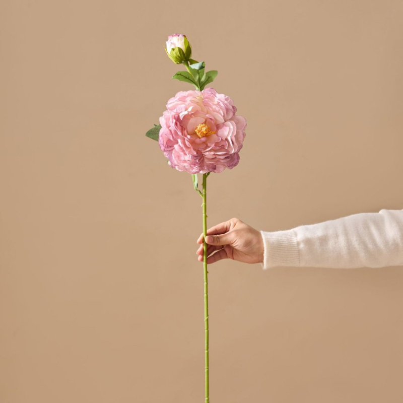 Floare de bujor din mătase artificială, stil pictură în ulei vintage cu margine arsă, decor interior și recuzită fotografică