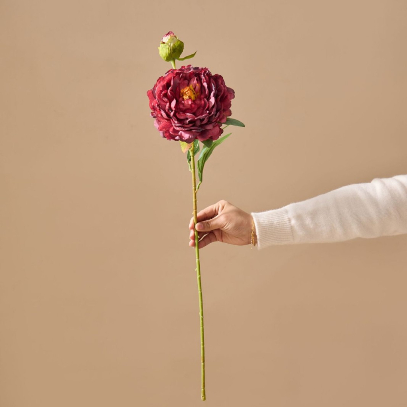 Floare de bujor din mătase artificială, stil pictură în ulei vintage cu margine arsă, decor interior și recuzită fotografică