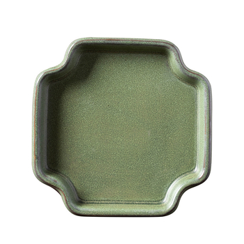 Tavă ceramică cu glazură verde pentru interior, mini peisaj cu mușchi și bonsai, bază de farfurie pentru udare, dimensiune mare