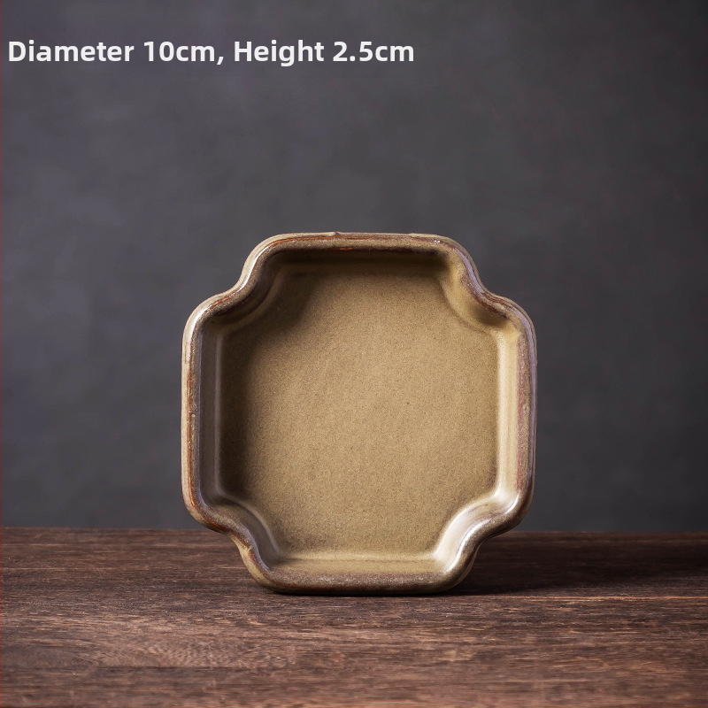 Tavă ceramică cu glazură verde pentru interior, mini peisaj cu mușchi și bonsai, bază de farfurie pentru udare, dimensiune mare