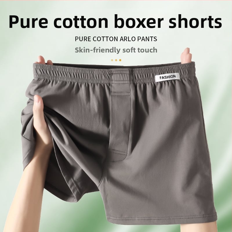 Férfi pamut boxer alsó, laza szabás, otthoni viselet, plusz méret, 100% pamut