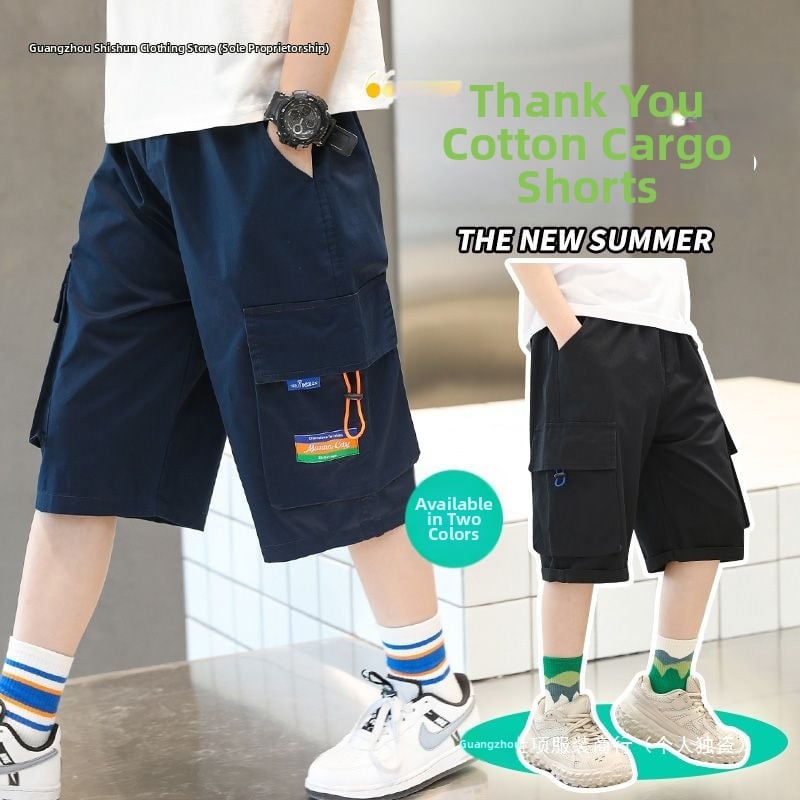 Παιδικά casual σορτς για καλοκαίρι, ελαφριά Capri παντελόνια με τσέπες, αθλητικό και καθημερινό στυλ μέχρι το γόνατο