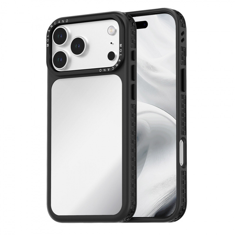 UV ogledinska zaštitna futrola s TPU mekanim rubom za iPhone 15/16/17 Pro Max, ugrađeno ogledalo za šminkanje, prašini otporna, magnetsko pričvršćivanje, elektroplatinirani završni sloj