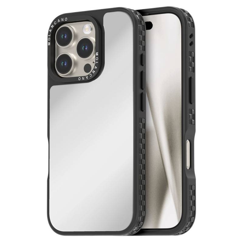 UV ogledinska zaštitna futrola s TPU mekanim rubom za iPhone 15/16/17 Pro Max, ugrađeno ogledalo za šminkanje, prašini otporna, magnetsko pričvršćivanje, elektroplatinirani završni sloj