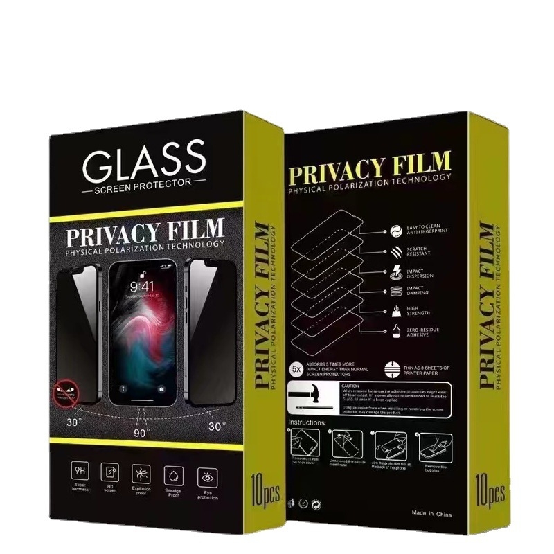 Kutija za pakiranje zaštitnog stakla za iPhone, 10 kom, 3D svjetleći film s zaštitom privatnosti, 21D zvjezdani dizajn, univerzalna kompatibilnost