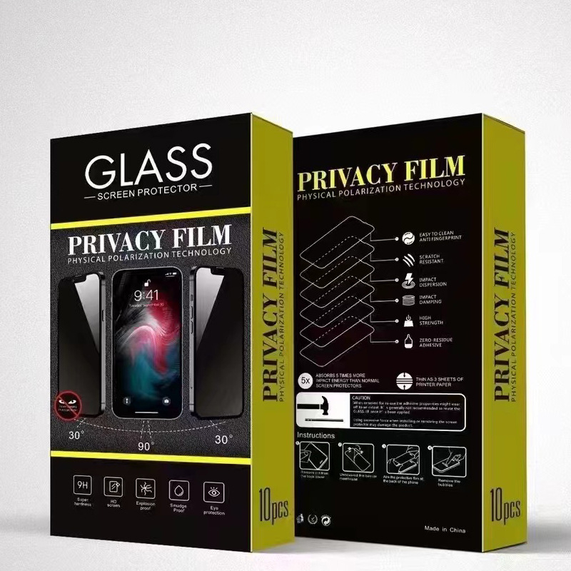 Kutija za pakiranje zaštitnog stakla za iPhone, 10 kom, 3D svjetleći film s zaštitom privatnosti, 21D zvjezdani dizajn, univerzalna kompatibilnost