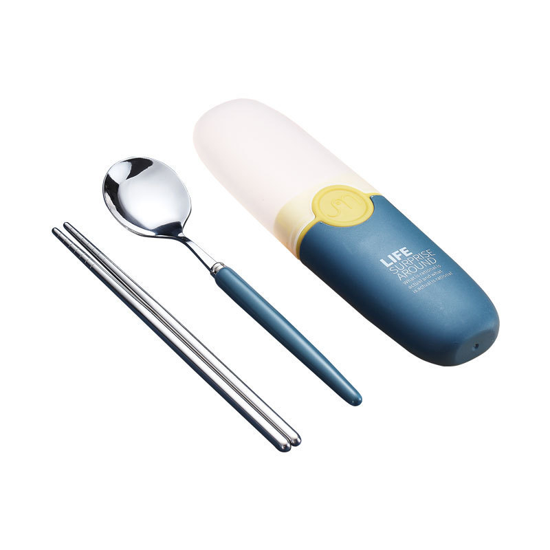 Set tacâmuri din oțel inox 304 pentru copii – lingură și bețișoare, portabil pentru călătorii, logo personalizabil