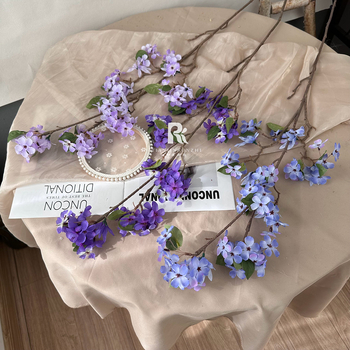 Flori artificiale de nuntă: Xifu Begonia și floare de măr albastru-violet, decor pentru culoarul ceremoniei