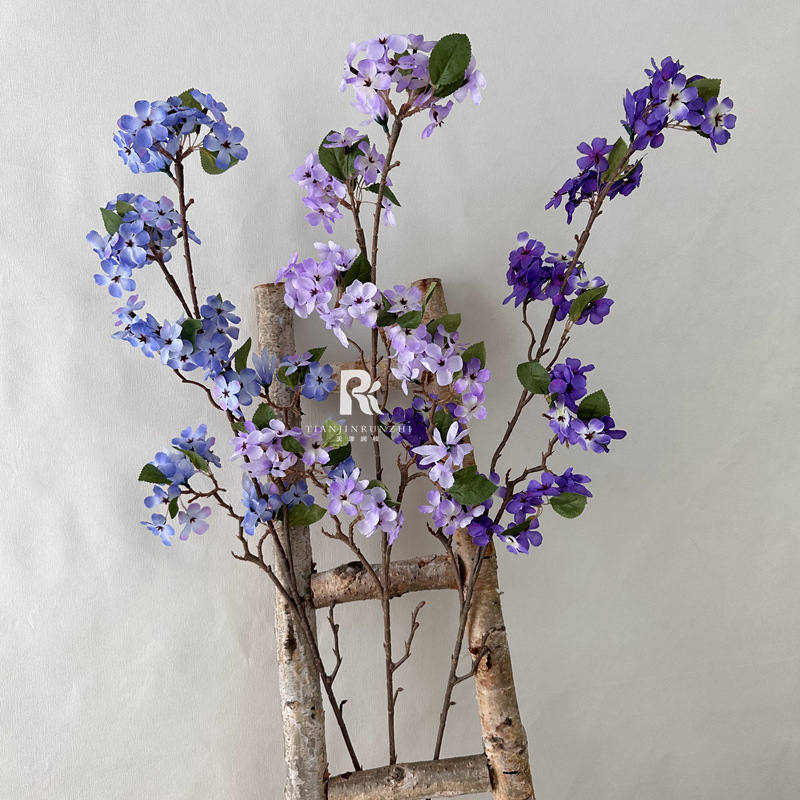Flori artificiale de nuntă: Xifu Begonia și floare de măr albastru-violet, decor pentru culoarul ceremoniei