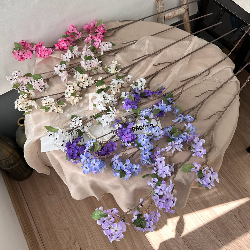 Flori artificiale de nuntă: Xifu Begonia și floare de măr albastru-violet, decor pentru culoarul ceremoniei