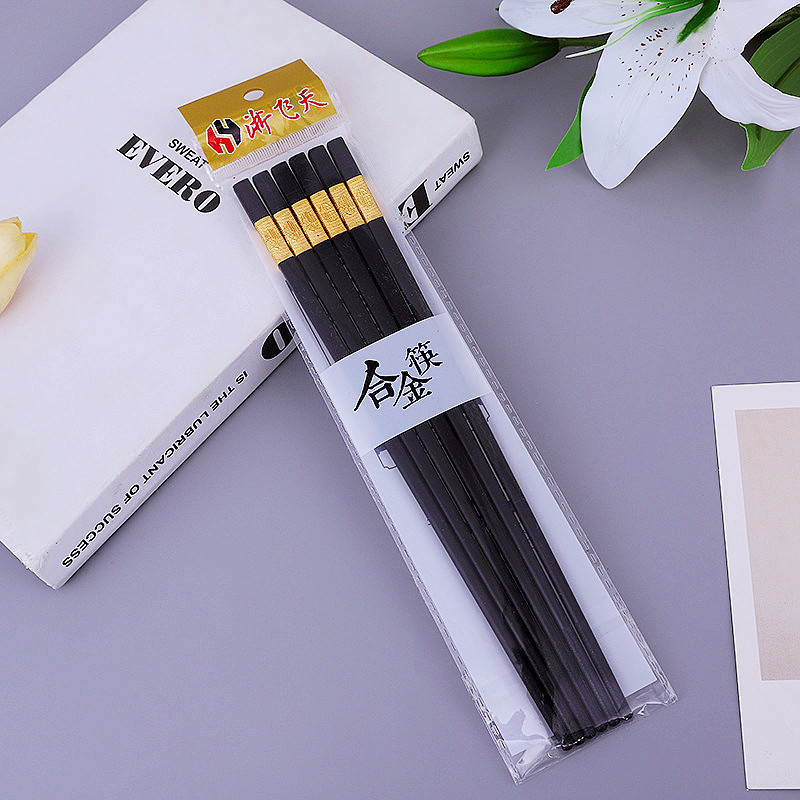 6 perechi bețișoare din plastic negre, design modern simplu, uz casnic