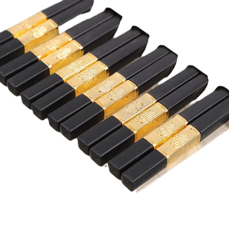 6 perechi bețișoare din plastic negre, design modern simplu, uz casnic