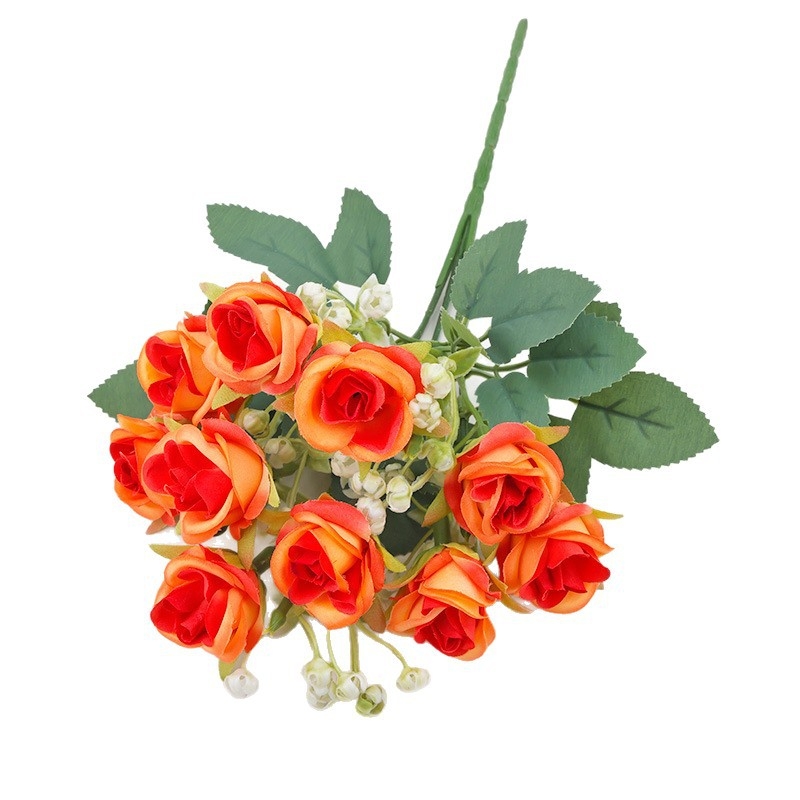 Buchet de trandafiri de mătase, ținut în mână, pentru nunți și decor de casă