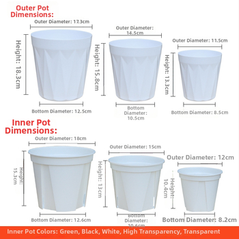 Set de ghivece plastice hidroponice — auto-udare, controlul rădăcinilor, design simplu pentru uz casnic, set Qingshan