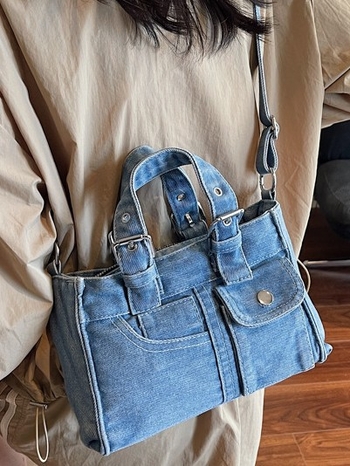 Denim torba velike kapacitete, retro tote stil, ženska crossbody torba