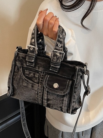 Denim torba velike kapacitete, retro tote stil, ženska crossbody torba