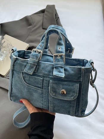 Denim torba velike kapacitete, retro tote stil, ženska crossbody torba