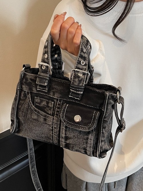 Denim torba velike kapacitete, retro tote stil, ženska crossbody torba