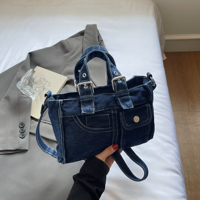 Denim torba velike kapacitete, retro tote stil, ženska crossbody torba
