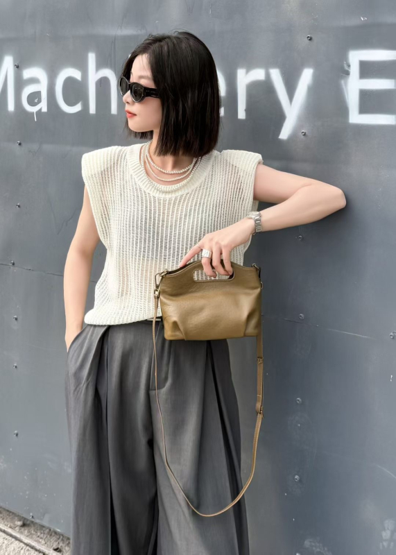 Ženska mala kvadratna crossbody torbica od prave kože s biljnim taninomom, 2025 novi retro stil