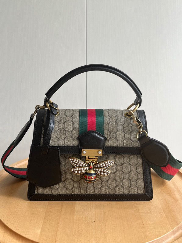 G Brand ženska torbica s monogramom i motivom pčele, od prave kože, mala kvadratna torbica za crossbody