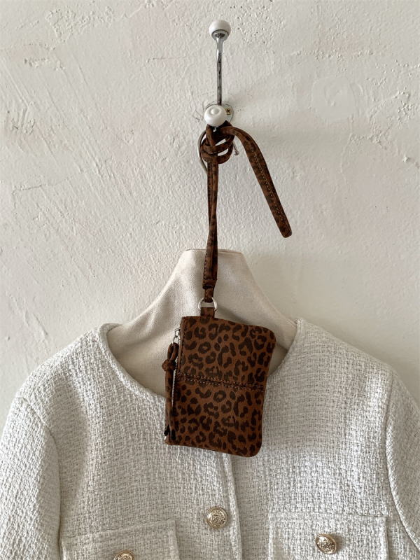 Mini torbica od velura s leopard uzorkom, halter stil, torbica za ruž i novčiće, jesenska kvadratna torba za rame za žene