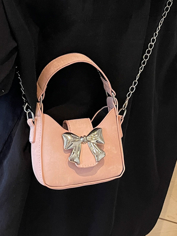 Mala torbica s mašnicom i lancem, crossbody torba, PU koža, ženska mala torba za proljeće-ljeto, trend