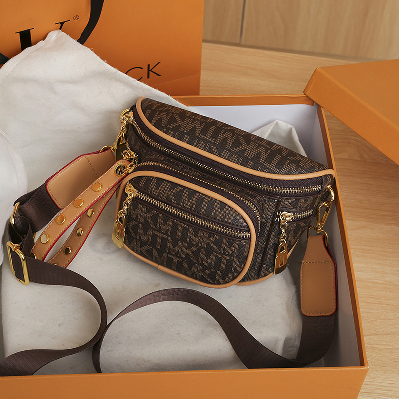 Ženska PU torbica za crossbody s trakicom, srednje veličine, jednostavan retro stil, više pretinaca sa zatvaračem