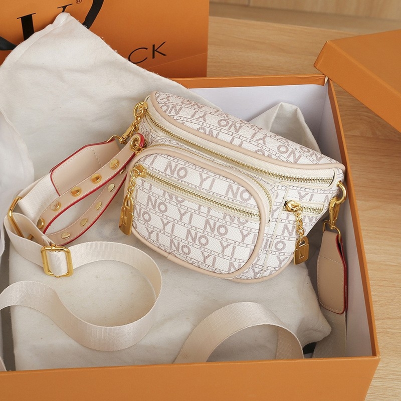 Ženska PU torbica za crossbody s trakicom, srednje veličine, jednostavan retro stil, više pretinaca sa zatvaračem