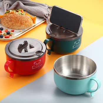 Castron din oțel inoxidabil pentru noodles instant, capac mare, cutie de prânz portabilă pentru acasă, cămine studențești și birou, imprimare logo disponibilă
