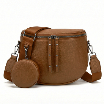 Ženska crossbody torba velike kapacitete, sedlast oblik, koža s teksturom liči, svestrana dnevna torba preko ramena, polumjesečni dizajn s malom pretinicom