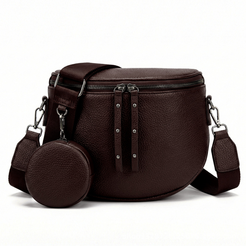 Ženska crossbody torba velike kapacitete, sedlast oblik, koža s teksturom liči, svestrana dnevna torba preko ramena, polumjesečni dizajn s malom pretinicom