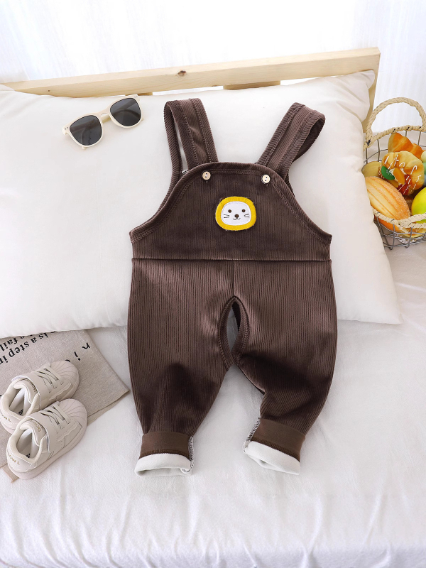 Baba téli overál fleece-béléssel, meleg és vastag, kantáros kivitel, nyitott ágyékkal a pelus cseréjéhez, 0–12 hónap