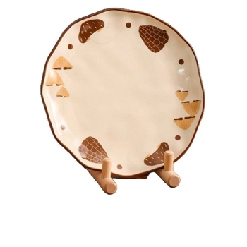 Set ceramic cu ciuperci creativ: bol de supă drăguț, farfurie de masă, bol pentru orez și tavă de copt