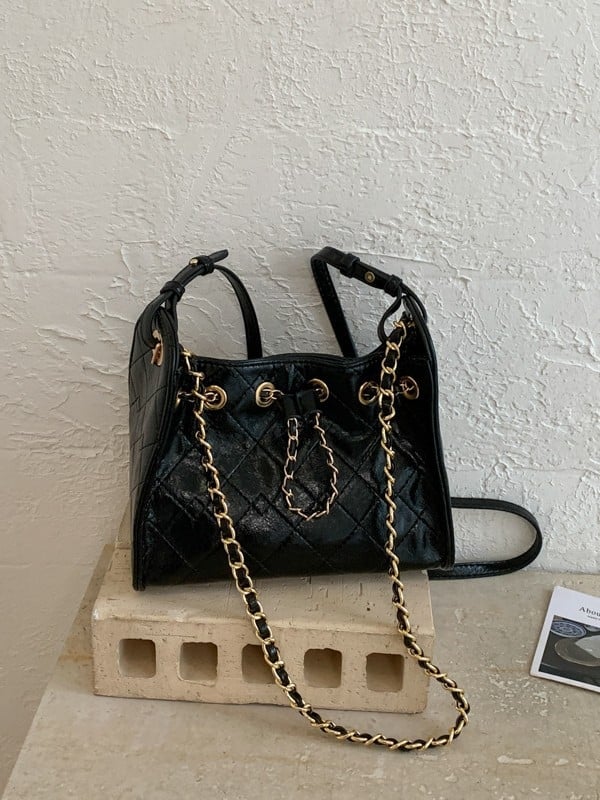 Torba tip košara s vezom, PU koža, unisex, preko ramena/krizna, lagani luksuz