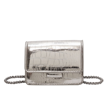 Ženska mini torbica s lancem, mala kvadratna torbica s uzorkom krokodila, ogledalce za ruž, PU koža, crossbody torba