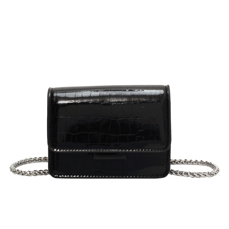Ženska mini torbica s lancem, mala kvadratna torbica s uzorkom krokodila, ogledalce za ruž, PU koža, crossbody torba