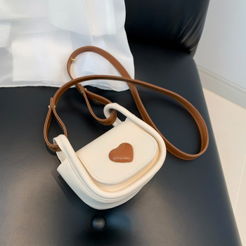 Ženska mini torbica u obliku srca, crossbody preko ramena, PU koža, stil sedla, proljeće 2024