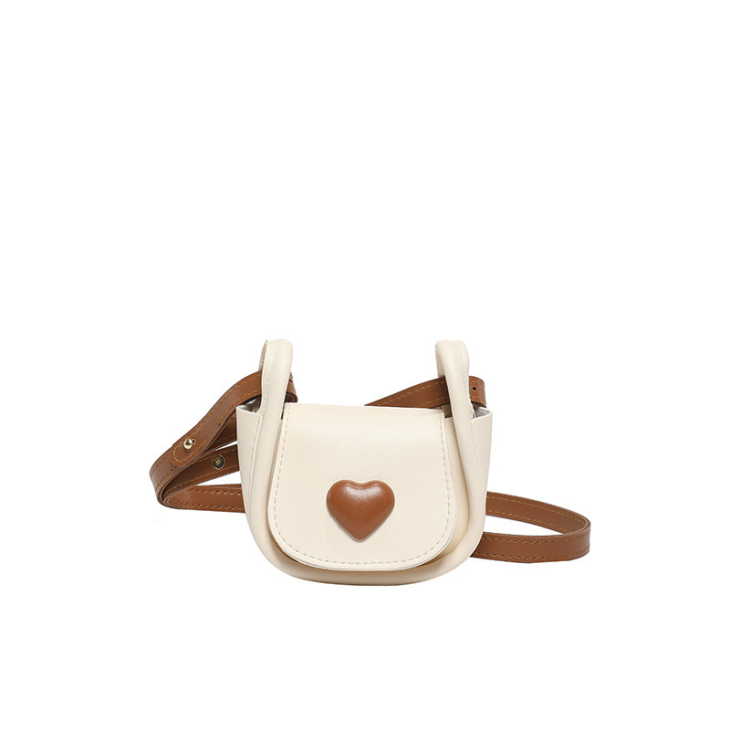Ženska mini torbica u obliku srca, crossbody preko ramena, PU koža, stil sedla, proljeće 2024