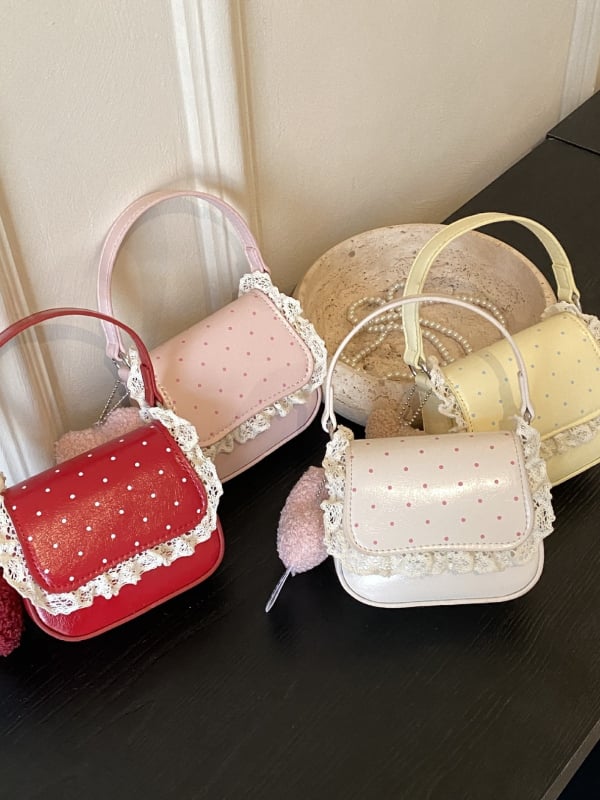Nova mini torbica za ruževe s točkicama i čipkastom rubom, casual crossbody torba u korejskom stilu