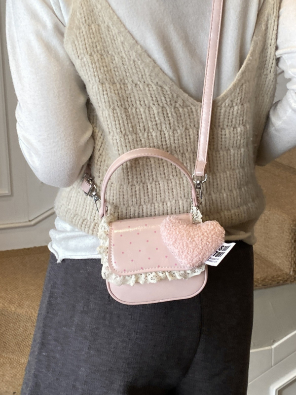 Nova mini torbica za ruževe s točkicama i čipkastom rubom, casual crossbody torba u korejskom stilu