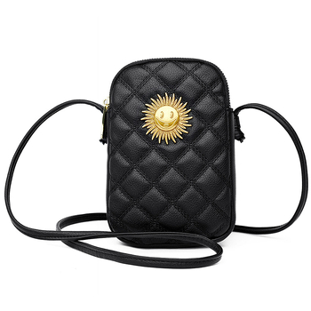 Millennium Kangaroo Torbica za telefon s izvezenim dijamantnim osmijehom, mala PU torbica u stilu koverti, za rame ili crossbody, uključuje pretinac za ruž