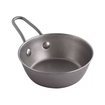 Vas retro din oțel inoxidabil 304 pentru vin de orez coreean, cu mâner, vas mic pentru sosuri la hot pot, veselă de camping în aer liber